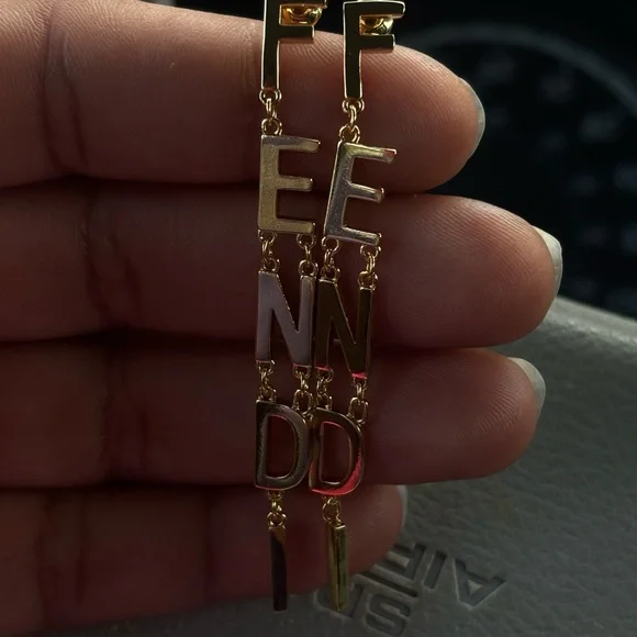 Gold Letter Drop Earrings - Picture 2 of 6